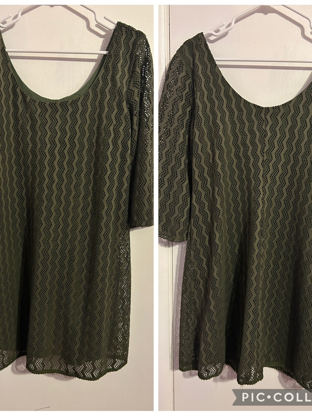 Olive Green Crochet Overlay Dress